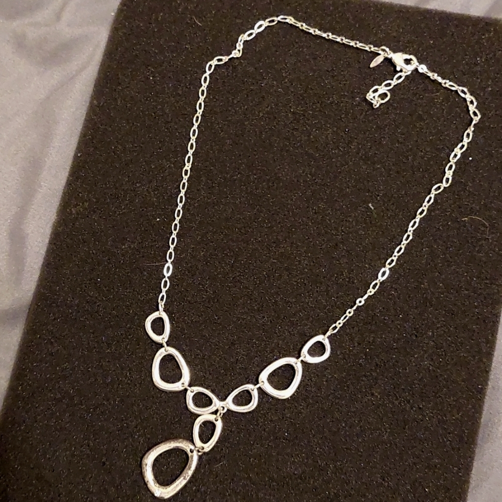 Silver tone SAQ necklace